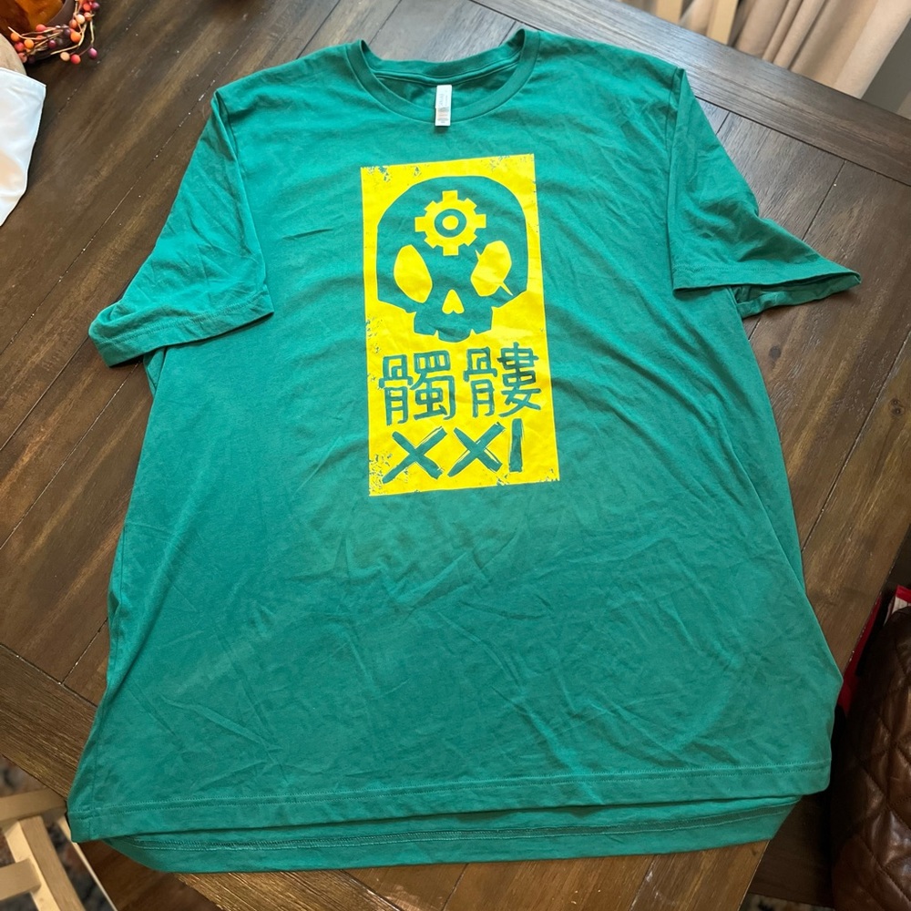 Canvas brand green T-shirt with yellow skull graphic size men’s 3X